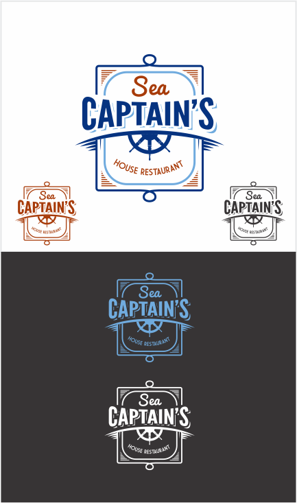Captain logo with the title 'Redesign of Oceanfront Restaurant Logo'