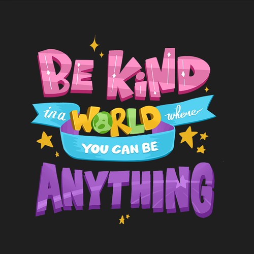 Design BE KIND Colorful Kids T-shirt Design di tangguhtarantula