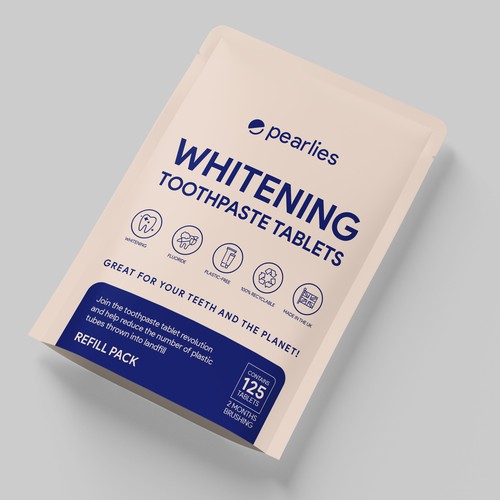 Design an attractive refill pack for a trendy new toothpaste tablet brand Design by farhanubaid
