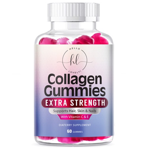 Design di Hello Lovely needs a Collagen Gummies product label di agooshe