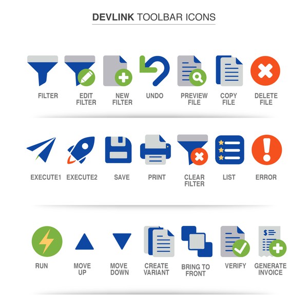 Software Company Devlink was needed Toolbar Icons