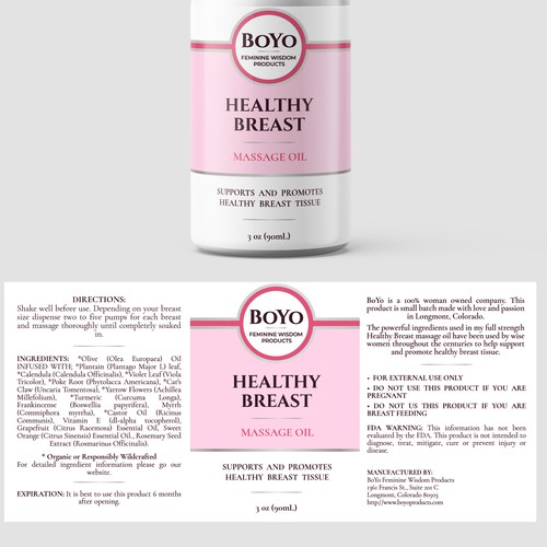 Design a classy, bold healthy breast massage oil label, Product label  contest