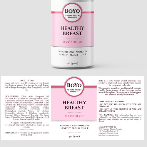 Design design a classy, bold healthy breast massage oil label di ilonaGi