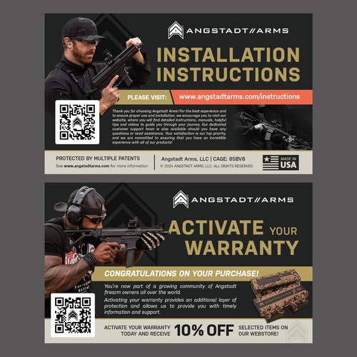 Warranty activation flyer for gun company (postcard) Design by Alphabet ♥