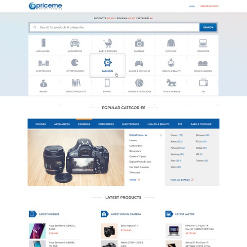 New homepage for popular Price Comparison site Réalisé par 3dicon