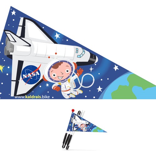 Bicycle flag for boys with space theme Design by manuk