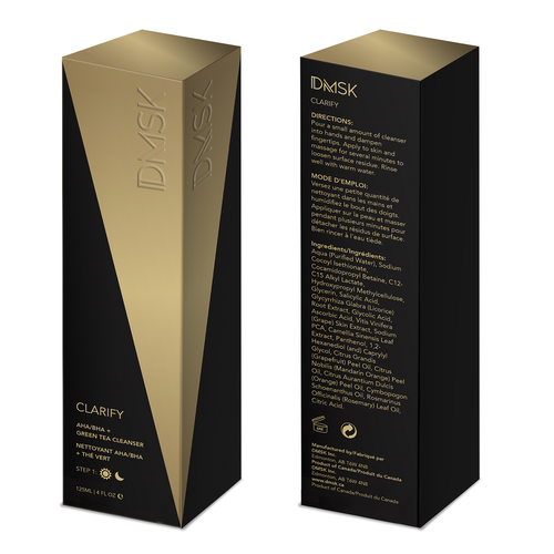 Luxury, high-end product box design for facial cleanser. Design by Leila Amorim