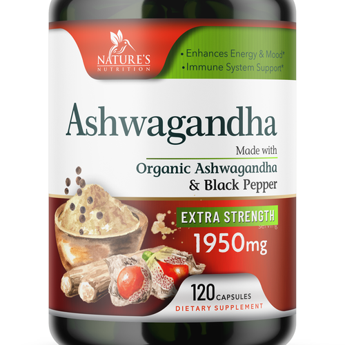 Natural Ashwagandha Capsules Design Needed for Nature's Nutrition-ontwerp door Encephalon™