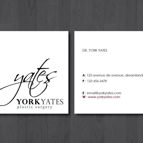 Dr. York Yates Plastic Surgery - business card Design by luvless