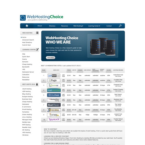 Redesign WebHostingChoice.com Design by Phase007