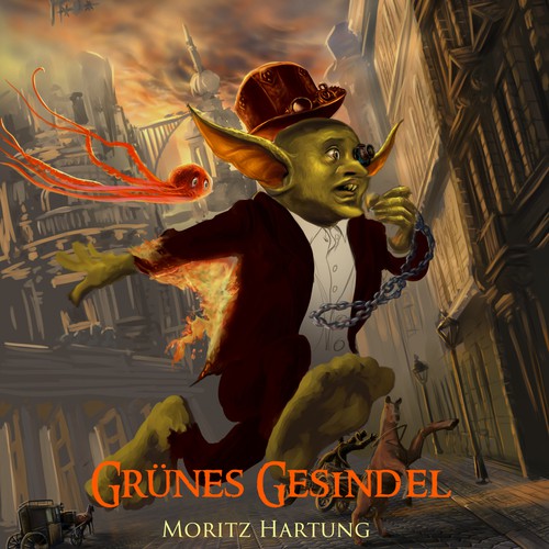 Book cover: Fantasy novel (humour, magic, steampunk) set in victorian Berlin Design by metatron studio