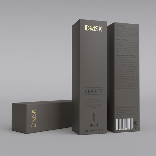 Luxury, high-end product box design for facial cleanser. Design by Tamara.D