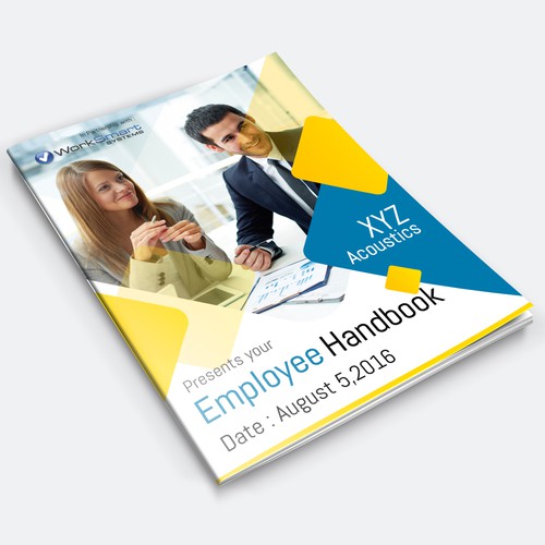 Design a new look for employee handbook - cover page/header/new font Réalisé par Texmon