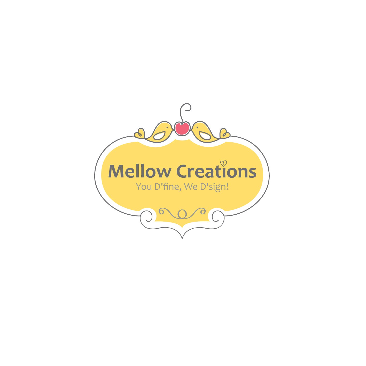 Pink and yellow logo with the title 'Create a toothsome logo for one of the top cakeries'