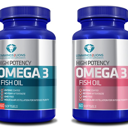 Create a wow factor label for an Omega 3 fish oil label Design by _M4X_