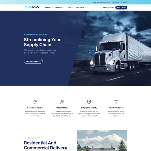 Hompage design concept for a US logistics company 