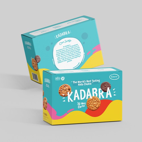 Box design for a fun and magical keto cookie brand Design by #hjp