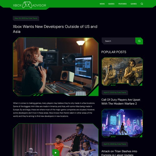 Require a modern and creative website design for a Xbox gaming blog Design by Adventix