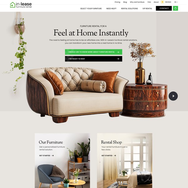 Homepage redesign for a furniture leasing company