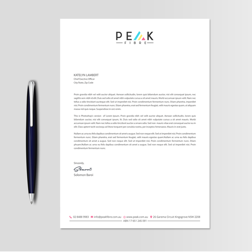 Creative, slick, professional Stationary for New Brand - Peak Fibre - Design by TanLearn