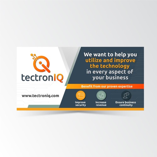 Simple trade show banner for technology company Design by adya.