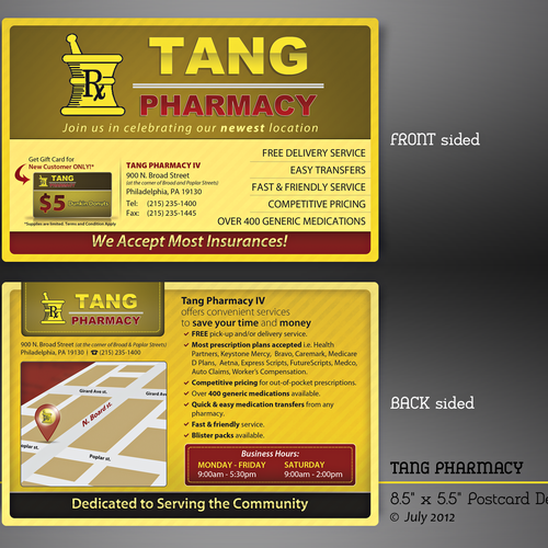 Create the next postcard or flyer for Tang Pharmacy IV Diseño de Edward Purba