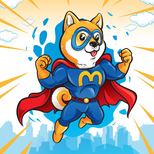 Cute shiba inu cartoon dog with super hero suit and mask | Illustration or  graphics contest | 99designs