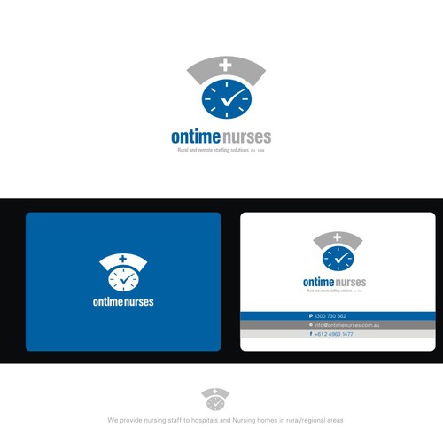 logo and business card for Ontime Nurses Réalisé par huratta