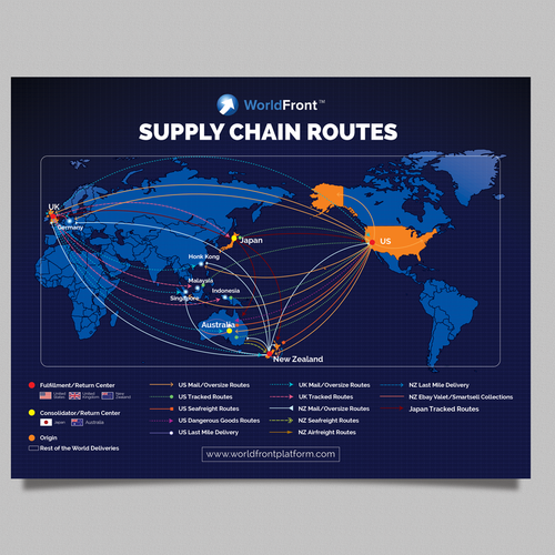 WorldFront - Supply Chain Summary on a world map | Infographic contest