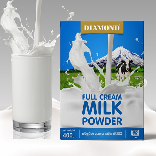 Design a colorful milk powder box packaging for one of Sri Lanka's
