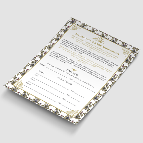 Design Design A Beautiful Islamic Marriage Agreement Document Template por Artifictial