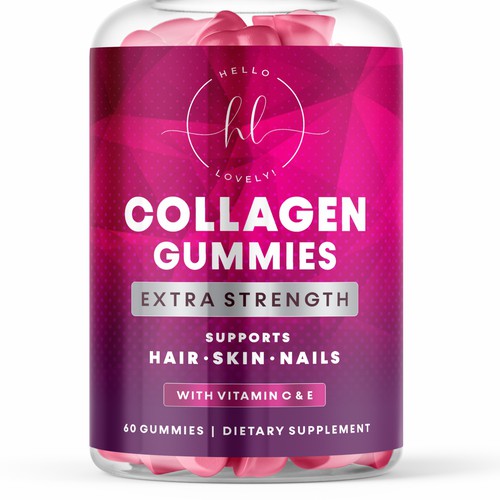 Hello Lovely needs a Collagen Gummies product label Design by GenScythe