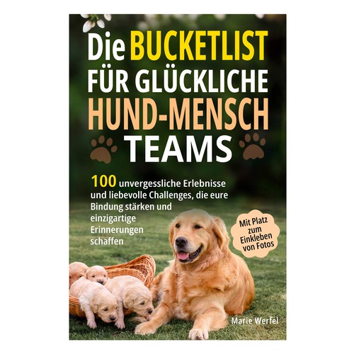 Design a harmonious, cute cover for a dog & human bucketlist Design by Cover_Design_Expert