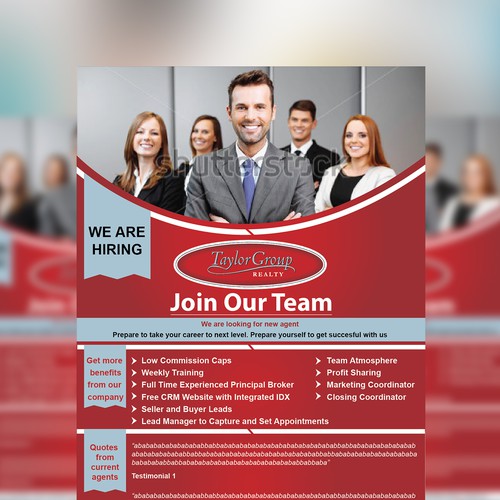 1 Page Recruiting Flyer for Growing Real Estate Company Postcard