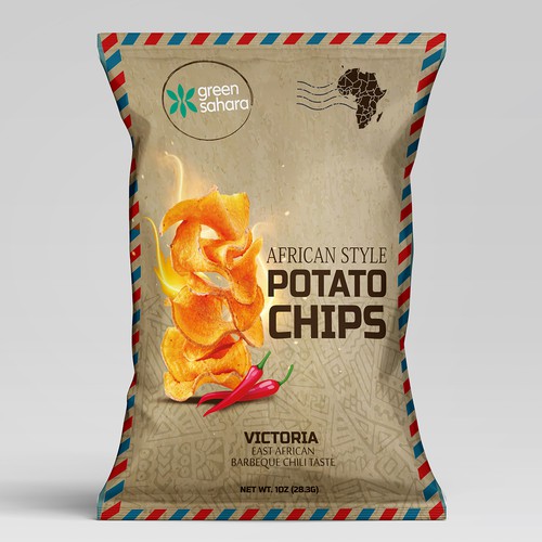 Design African style potato chips packaging Design by Noha.Akkad