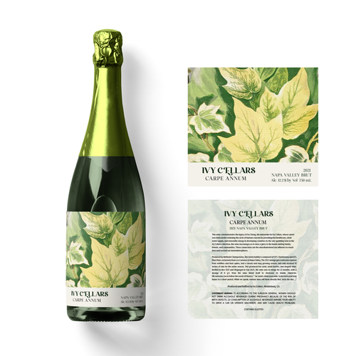 Ivy Cellars sparkling wine label Design by halesen