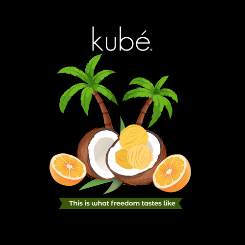 Design a graphic image for the BEST TASTING vegan ice cream manufacturer (kubé) and brand in Oakland Diseño de rulasic