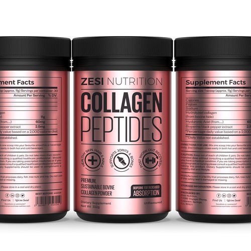 Design an attention grabbing, modern label for our collagen supplement Diseño de Imee008