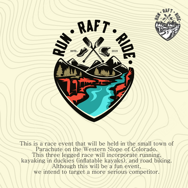 Design by AyeshaSketch™ titled "RUN - RAFT - RIDE"