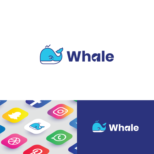 Whale mobile app logo Design by Apinspires