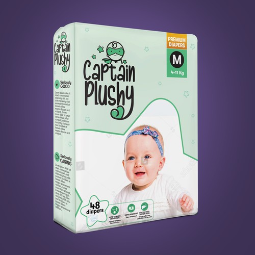 Packaging for playful baby diapers brand Design by Design Studio72