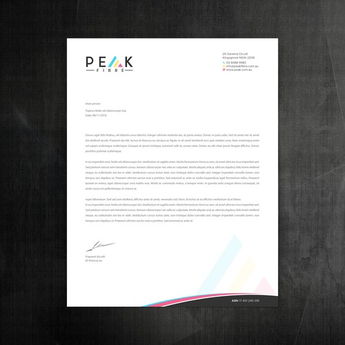 Creative, slick, professional Stationary for New Brand - Peak Fibre - Design by Felix SH