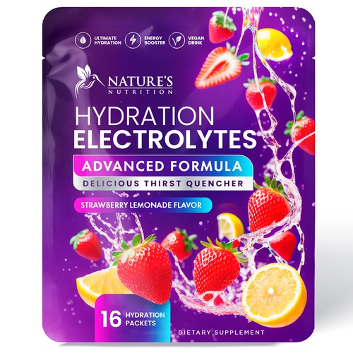 Refreshing Hydration Electrolytes Design Needed for Nature's Nutrition Design by Davi Giolo ★