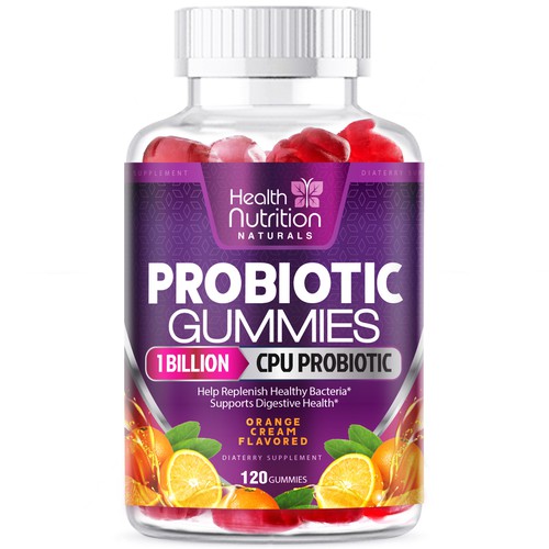 Healthy Probiotic Gummies Label needed for Health Nutrition Design réalisé par agooshe