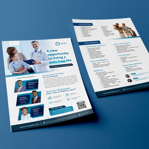 Design a flyer for a new cutting edge regenerative medicine pain practice Design by Rava _Visuals