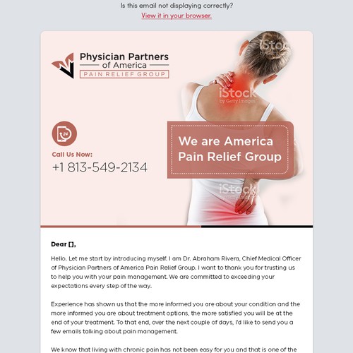 Design a Pain Management DRIP EMAIL Campain TEMPLATE Design by adhikeryjstu