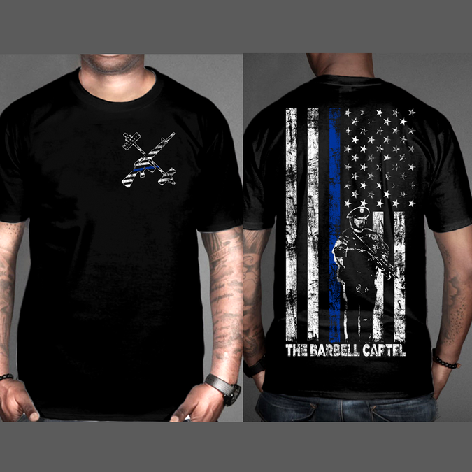 under armor thin blue line shirt