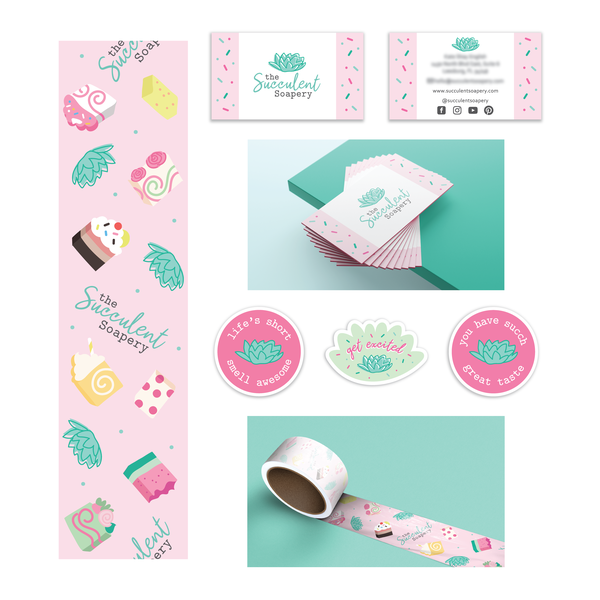 Design by Rebekah.M titled "Branding Materials for The Succulent Soapery"