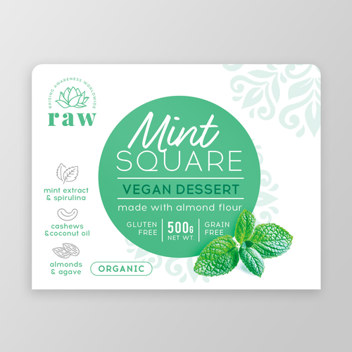 Vegan dessert product label Design by O!shine-design