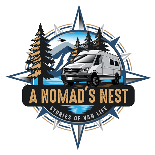 Van Life - logo about traveling in a van full time Design by Night Hawk